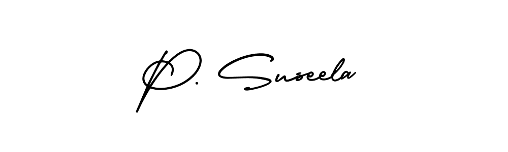 This is the best signature style for the P. Suseela name. Also you like these signature font (AmerikaSignatureDemo-Regular). Mix name signature. P. Suseela signature style 3 images and pictures png