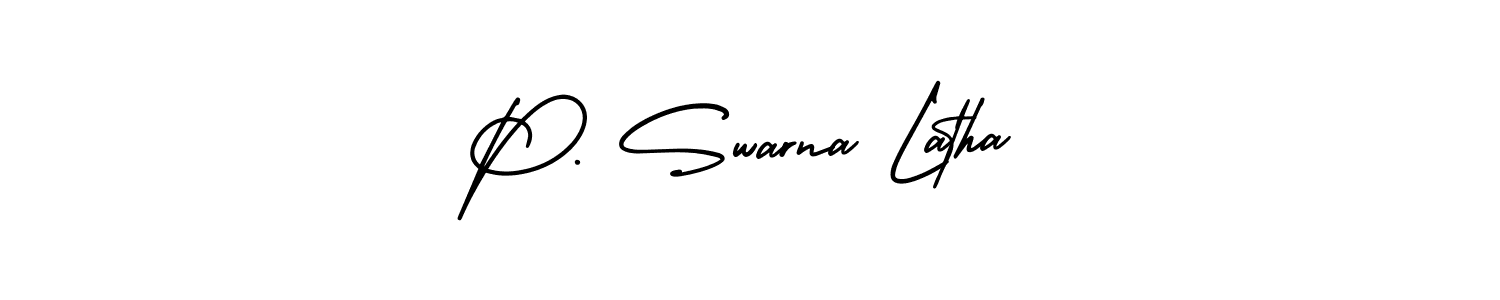 You should practise on your own different ways (AmerikaSignatureDemo-Regular) to write your name (P. Swarna Latha) in signature. don't let someone else do it for you. P. Swarna Latha signature style 3 images and pictures png