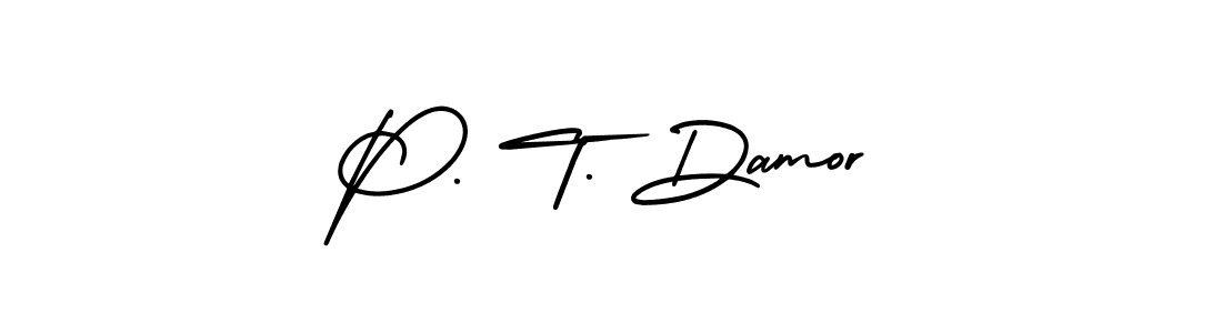 Also You can easily find your signature by using the search form. We will create P. T. Damor name handwritten signature images for you free of cost using AmerikaSignatureDemo-Regular sign style. P. T. Damor signature style 3 images and pictures png