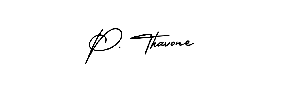 You should practise on your own different ways (AmerikaSignatureDemo-Regular) to write your name (P. Thavone) in signature. don't let someone else do it for you. P. Thavone signature style 3 images and pictures png