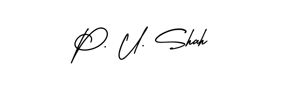 Use a signature maker to create a handwritten signature online. With this signature software, you can design (AmerikaSignatureDemo-Regular) your own signature for name P. U. Shah. P. U. Shah signature style 3 images and pictures png