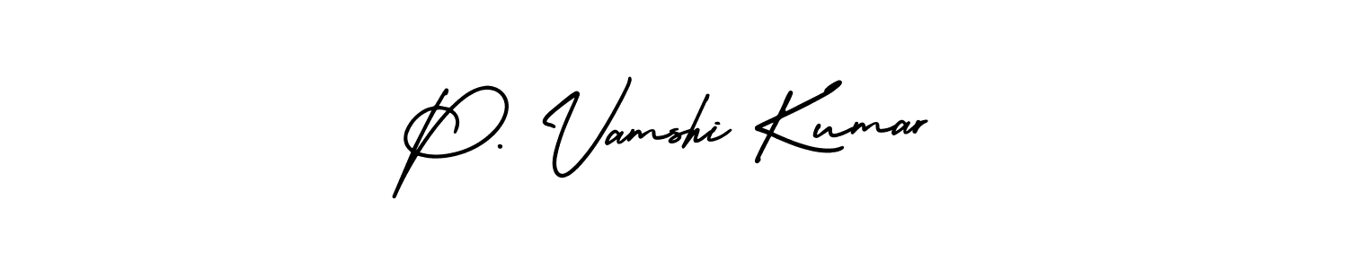 The best way (AmerikaSignatureDemo-Regular) to make a short signature is to pick only two or three words in your name. The name P. Vamshi Kumar include a total of six letters. For converting this name. P. Vamshi Kumar signature style 3 images and pictures png