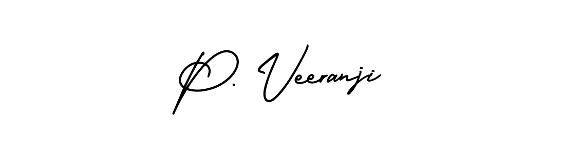 Design your own signature with our free online signature maker. With this signature software, you can create a handwritten (AmerikaSignatureDemo-Regular) signature for name P. Veeranji. P. Veeranji signature style 3 images and pictures png