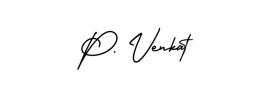 The best way (AmerikaSignatureDemo-Regular) to make a short signature is to pick only two or three words in your name. The name P. Venkat include a total of six letters. For converting this name. P. Venkat signature style 3 images and pictures png