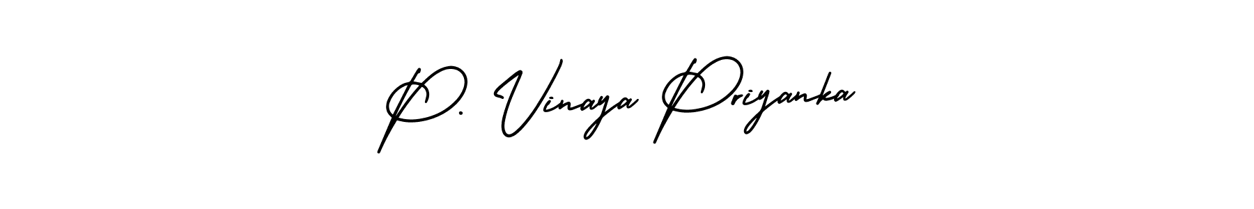 The best way (AmerikaSignatureDemo-Regular) to make a short signature is to pick only two or three words in your name. The name P. Vinaya Priyanka include a total of six letters. For converting this name. P. Vinaya Priyanka signature style 3 images and pictures png