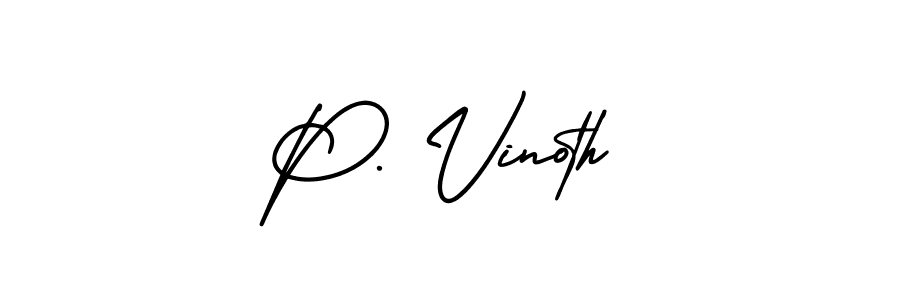 Make a short P. Vinoth signature style. Manage your documents anywhere anytime using AmerikaSignatureDemo-Regular. Create and add eSignatures, submit forms, share and send files easily. P. Vinoth signature style 3 images and pictures png