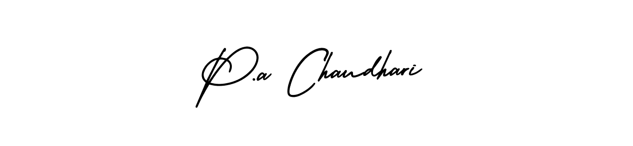 The best way (AmerikaSignatureDemo-Regular) to make a short signature is to pick only two or three words in your name. The name P.a Chaudhari include a total of six letters. For converting this name. P.a Chaudhari signature style 3 images and pictures png