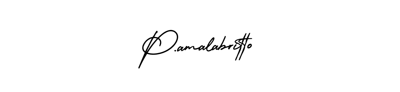 AmerikaSignatureDemo-Regular is a professional signature style that is perfect for those who want to add a touch of class to their signature. It is also a great choice for those who want to make their signature more unique. Get P.amalabritto name to fancy signature for free. P.amalabritto signature style 3 images and pictures png