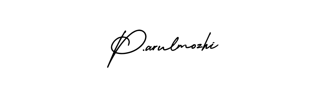 How to make P.arulmozhi name signature. Use AmerikaSignatureDemo-Regular style for creating short signs online. This is the latest handwritten sign. P.arulmozhi signature style 3 images and pictures png