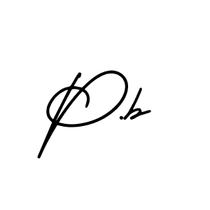 How to make P.b name signature. Use AmerikaSignatureDemo-Regular style for creating short signs online. This is the latest handwritten sign. P.b signature style 3 images and pictures png