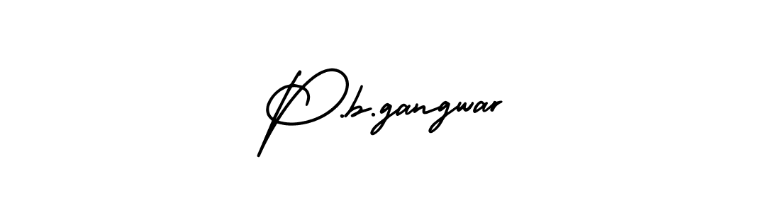 How to make P.b.gangwar name signature. Use AmerikaSignatureDemo-Regular style for creating short signs online. This is the latest handwritten sign. P.b.gangwar signature style 3 images and pictures png