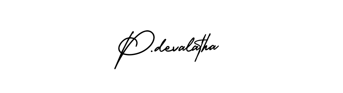 You should practise on your own different ways (AmerikaSignatureDemo-Regular) to write your name (P.devalatha) in signature. don't let someone else do it for you. P.devalatha signature style 3 images and pictures png