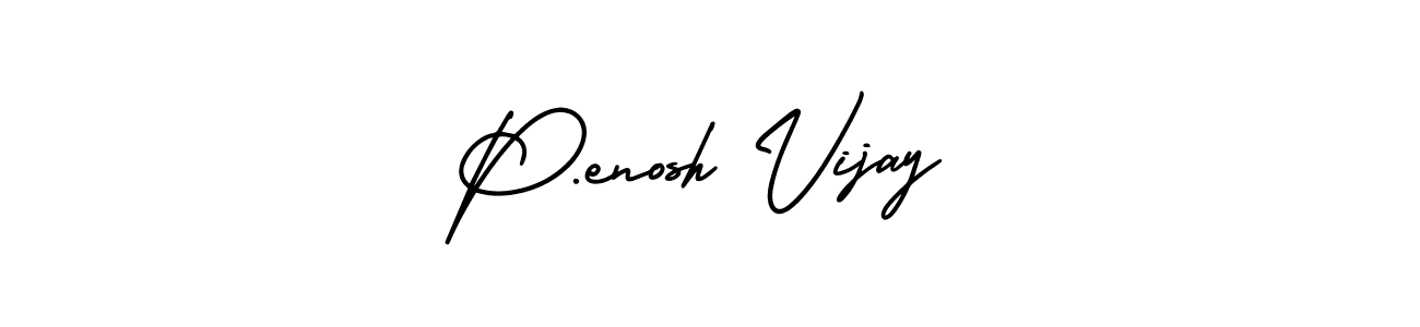 Use a signature maker to create a handwritten signature online. With this signature software, you can design (AmerikaSignatureDemo-Regular) your own signature for name P.enosh Vijay. P.enosh Vijay signature style 3 images and pictures png