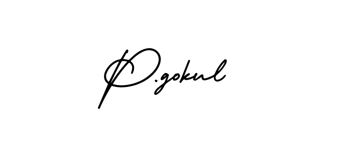 How to make P.gokul name signature. Use AmerikaSignatureDemo-Regular style for creating short signs online. This is the latest handwritten sign. P.gokul signature style 3 images and pictures png