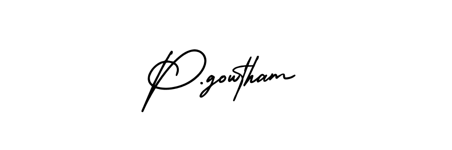 Make a beautiful signature design for name P.gowtham. With this signature (AmerikaSignatureDemo-Regular) style, you can create a handwritten signature for free. P.gowtham signature style 3 images and pictures png