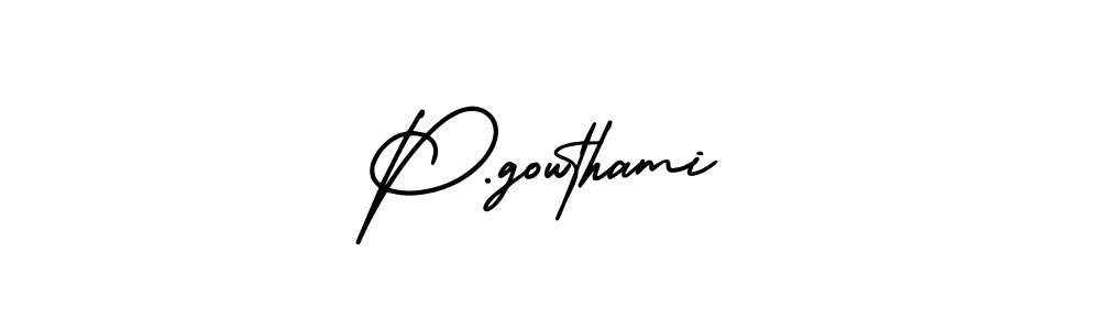 You should practise on your own different ways (AmerikaSignatureDemo-Regular) to write your name (P.gowthami) in signature. don't let someone else do it for you. P.gowthami signature style 3 images and pictures png