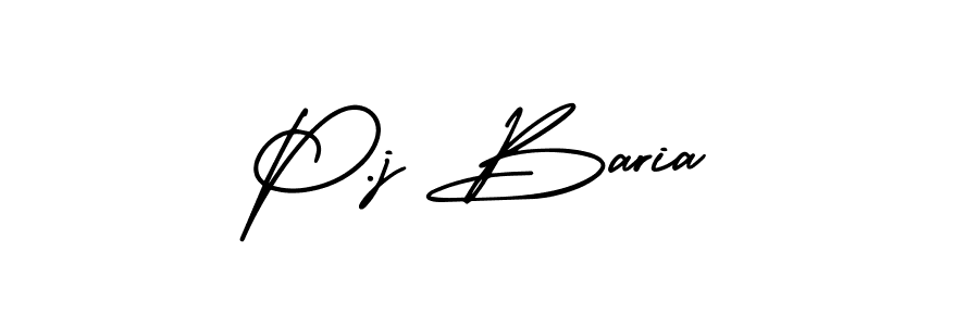 How to make P.j Baria name signature. Use AmerikaSignatureDemo-Regular style for creating short signs online. This is the latest handwritten sign. P.j Baria signature style 3 images and pictures png