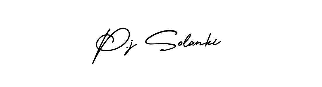 Make a beautiful signature design for name P.j Solanki. With this signature (AmerikaSignatureDemo-Regular) style, you can create a handwritten signature for free. P.j Solanki signature style 3 images and pictures png