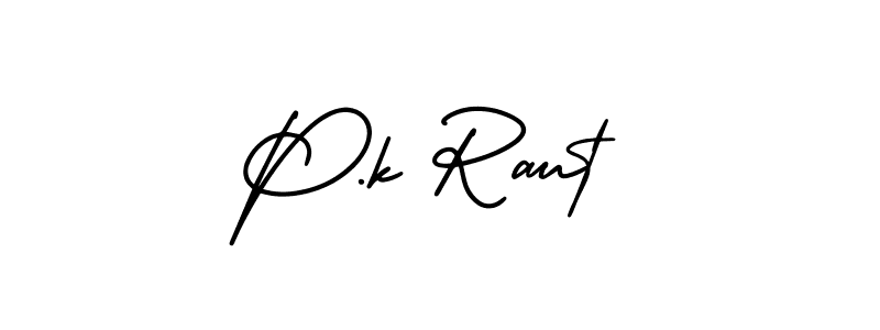 How to make P.k Raut name signature. Use AmerikaSignatureDemo-Regular style for creating short signs online. This is the latest handwritten sign. P.k Raut signature style 3 images and pictures png