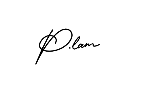 P.lam stylish signature style. Best Handwritten Sign (AmerikaSignatureDemo-Regular) for my name. Handwritten Signature Collection Ideas for my name P.lam. P.lam signature style 3 images and pictures png