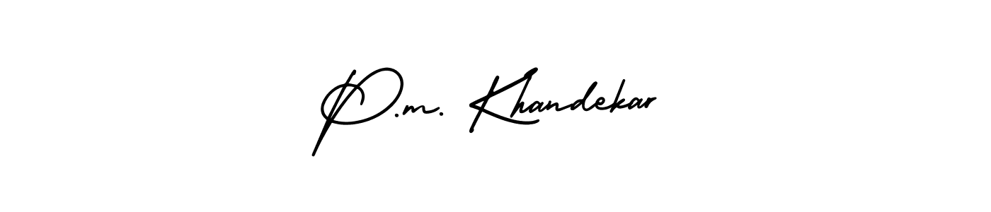 Create a beautiful signature design for name P.m. Khandekar. With this signature (AmerikaSignatureDemo-Regular) fonts, you can make a handwritten signature for free. P.m. Khandekar signature style 3 images and pictures png