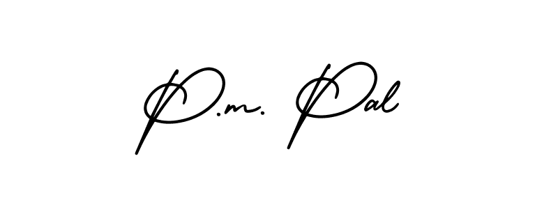 You should practise on your own different ways (AmerikaSignatureDemo-Regular) to write your name (P.m. Pal) in signature. don't let someone else do it for you. P.m. Pal signature style 3 images and pictures png