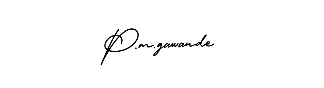 P.m.gawande stylish signature style. Best Handwritten Sign (AmerikaSignatureDemo-Regular) for my name. Handwritten Signature Collection Ideas for my name P.m.gawande. P.m.gawande signature style 3 images and pictures png
