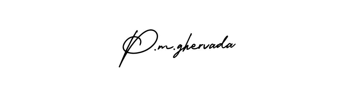 You should practise on your own different ways (AmerikaSignatureDemo-Regular) to write your name (P.m.ghervada) in signature. don't let someone else do it for you. P.m.ghervada signature style 3 images and pictures png