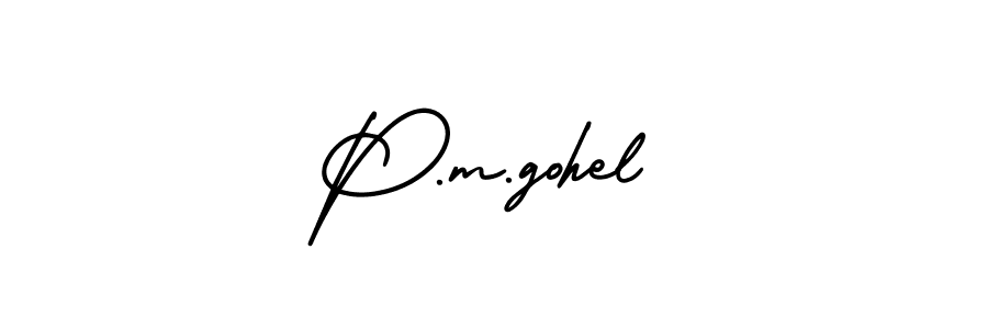 How to make P.m.gohel signature? AmerikaSignatureDemo-Regular is a professional autograph style. Create handwritten signature for P.m.gohel name. P.m.gohel signature style 3 images and pictures png