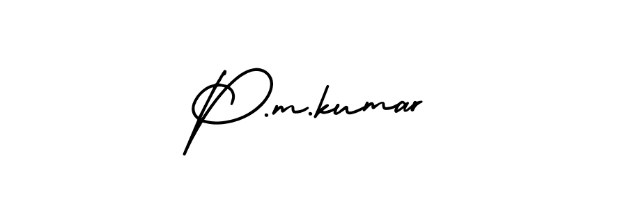 How to make P.m.kumar name signature. Use AmerikaSignatureDemo-Regular style for creating short signs online. This is the latest handwritten sign. P.m.kumar signature style 3 images and pictures png