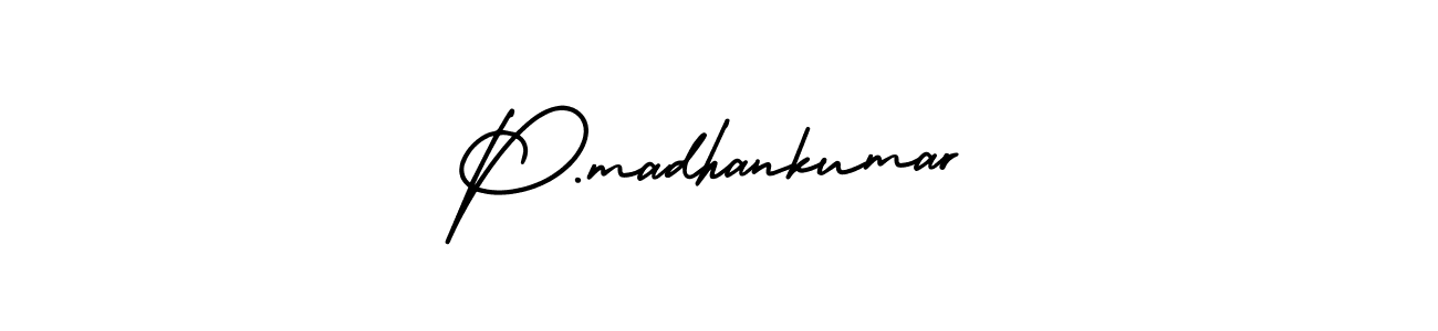 The best way (AmerikaSignatureDemo-Regular) to make a short signature is to pick only two or three words in your name. The name P.madhankumar include a total of six letters. For converting this name. P.madhankumar signature style 3 images and pictures png