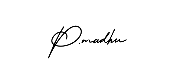 How to make P.madhu name signature. Use AmerikaSignatureDemo-Regular style for creating short signs online. This is the latest handwritten sign. P.madhu signature style 3 images and pictures png