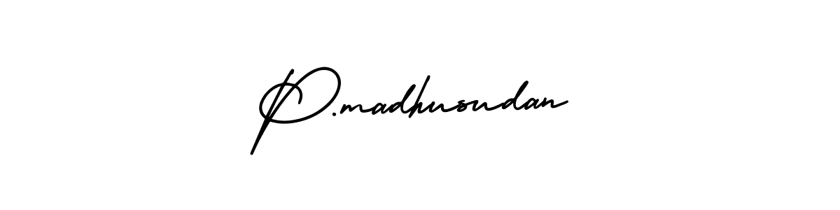 Create a beautiful signature design for name P.madhusudan. With this signature (AmerikaSignatureDemo-Regular) fonts, you can make a handwritten signature for free. P.madhusudan signature style 3 images and pictures png