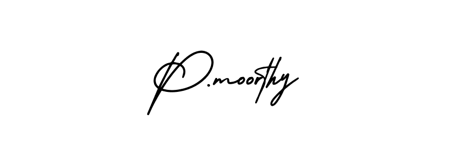 How to make P.moorthy name signature. Use AmerikaSignatureDemo-Regular style for creating short signs online. This is the latest handwritten sign. P.moorthy signature style 3 images and pictures png