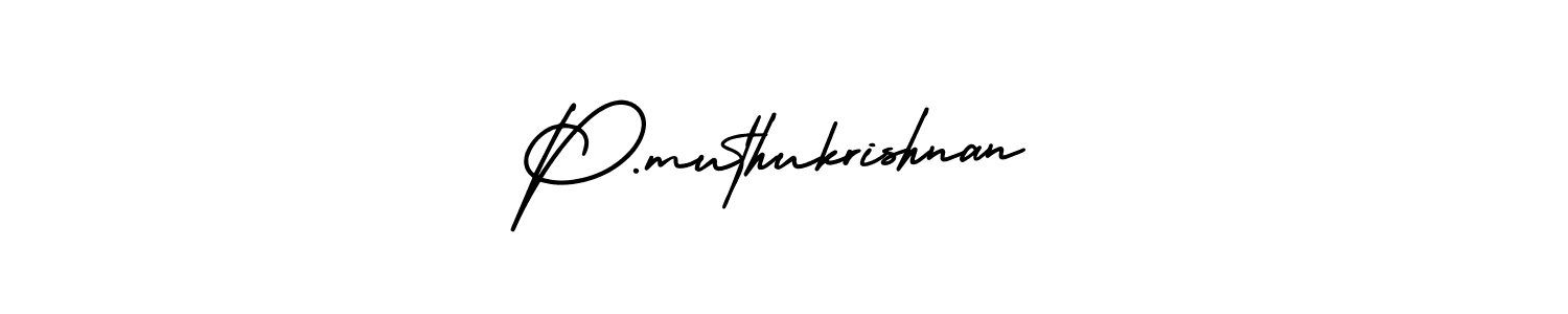 You should practise on your own different ways (AmerikaSignatureDemo-Regular) to write your name (P.muthukrishnan) in signature. don't let someone else do it for you. P.muthukrishnan signature style 3 images and pictures png