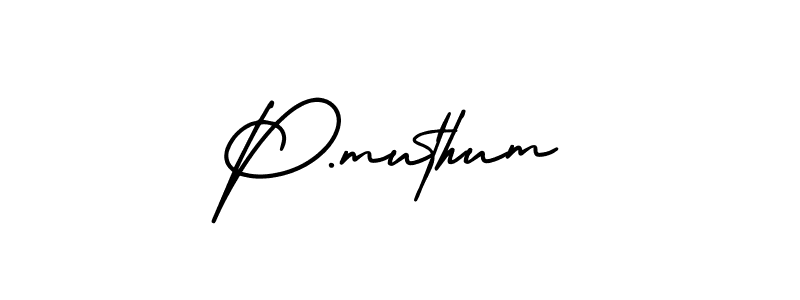 Use a signature maker to create a handwritten signature online. With this signature software, you can design (AmerikaSignatureDemo-Regular) your own signature for name P.muthum. P.muthum signature style 3 images and pictures png