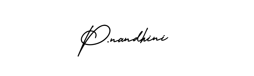 How to make P.nandhini name signature. Use AmerikaSignatureDemo-Regular style for creating short signs online. This is the latest handwritten sign. P.nandhini signature style 3 images and pictures png