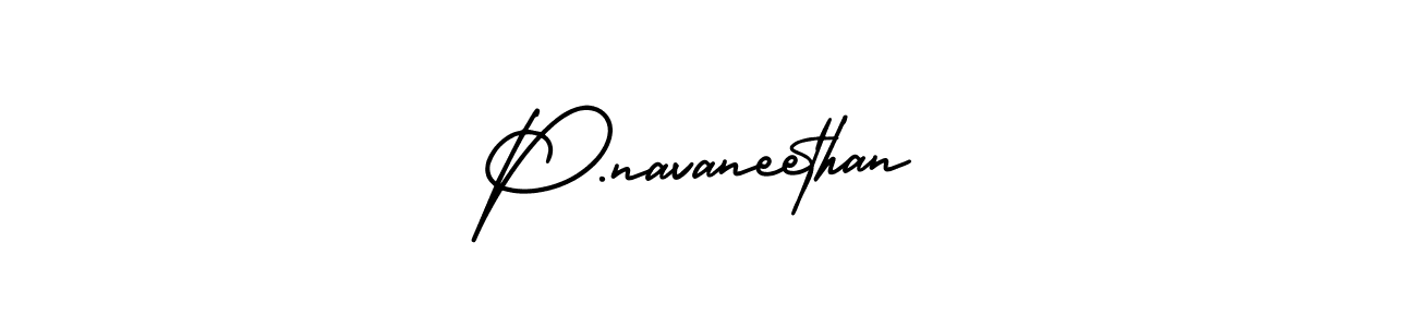 Use a signature maker to create a handwritten signature online. With this signature software, you can design (AmerikaSignatureDemo-Regular) your own signature for name P.navaneethan. P.navaneethan signature style 3 images and pictures png