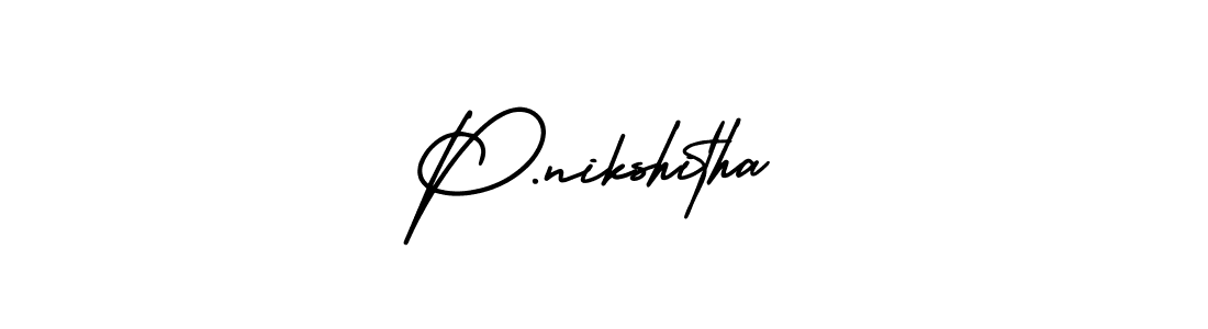 Also we have P.nikshitha name is the best signature style. Create professional handwritten signature collection using AmerikaSignatureDemo-Regular autograph style. P.nikshitha signature style 3 images and pictures png