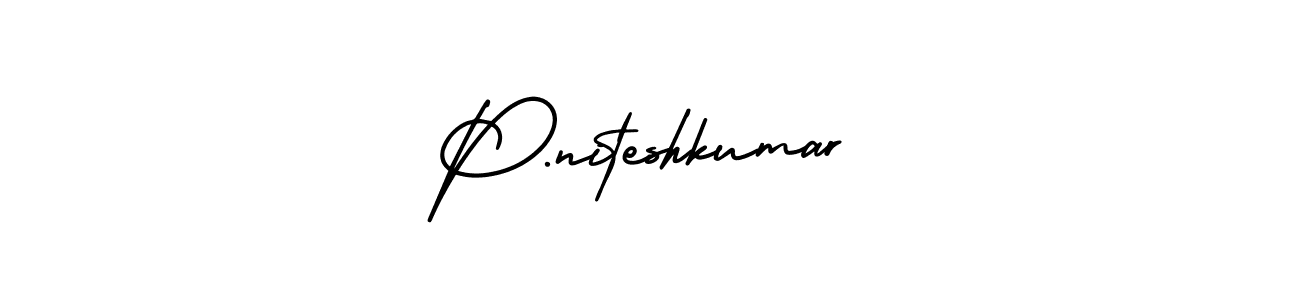 How to make P.niteshkumar name signature. Use AmerikaSignatureDemo-Regular style for creating short signs online. This is the latest handwritten sign. P.niteshkumar signature style 3 images and pictures png