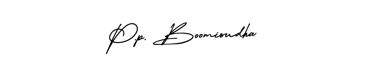 Make a beautiful signature design for name P.p. Boomisudha. With this signature (AmerikaSignatureDemo-Regular) style, you can create a handwritten signature for free. P.p. Boomisudha signature style 3 images and pictures png