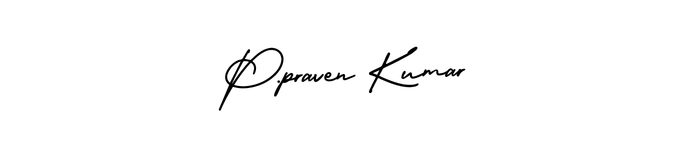 Design your own signature with our free online signature maker. With this signature software, you can create a handwritten (AmerikaSignatureDemo-Regular) signature for name P.praven Kumar. P.praven Kumar signature style 3 images and pictures png