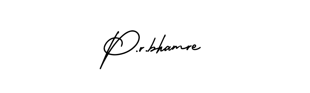 How to make P.r.bhamre name signature. Use AmerikaSignatureDemo-Regular style for creating short signs online. This is the latest handwritten sign. P.r.bhamre signature style 3 images and pictures png