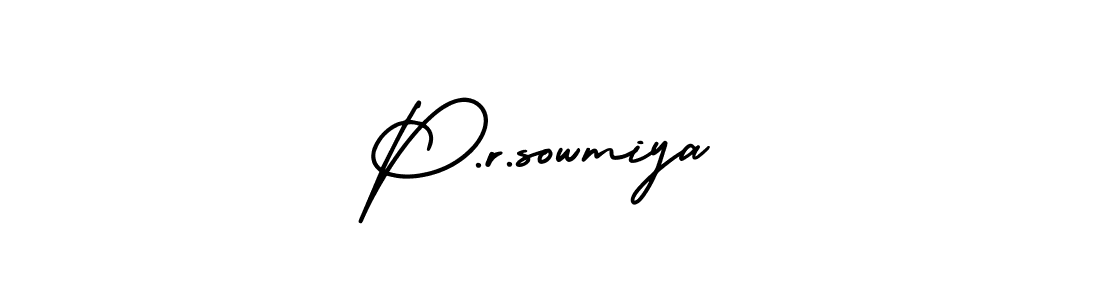 How to make P.r.sowmiya name signature. Use AmerikaSignatureDemo-Regular style for creating short signs online. This is the latest handwritten sign. P.r.sowmiya signature style 3 images and pictures png