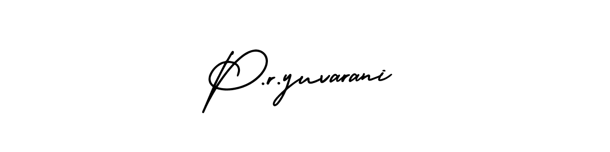 if you are searching for the best signature style for your name P.r.yuvarani. so please give up your signature search. here we have designed multiple signature styles  using AmerikaSignatureDemo-Regular. P.r.yuvarani signature style 3 images and pictures png