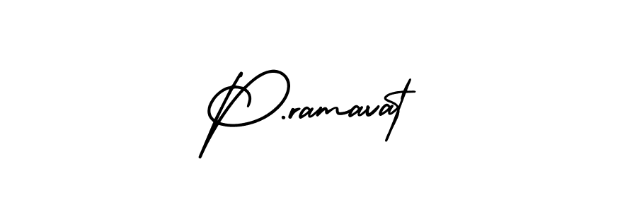 You should practise on your own different ways (AmerikaSignatureDemo-Regular) to write your name (P.ramavat) in signature. don't let someone else do it for you. P.ramavat signature style 3 images and pictures png