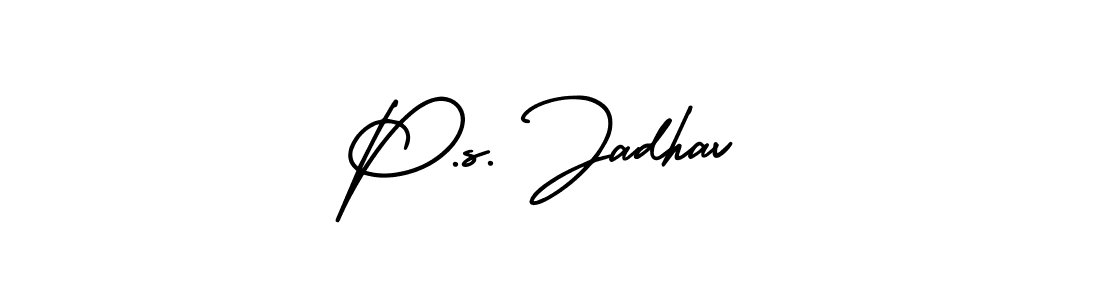 You should practise on your own different ways (AmerikaSignatureDemo-Regular) to write your name (P.s. Jadhav) in signature. don't let someone else do it for you. P.s. Jadhav signature style 3 images and pictures png