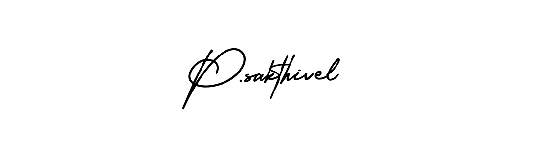 Use a signature maker to create a handwritten signature online. With this signature software, you can design (AmerikaSignatureDemo-Regular) your own signature for name P.sakthivel. P.sakthivel signature style 3 images and pictures png