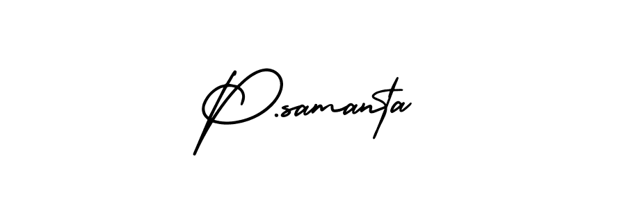 The best way (AmerikaSignatureDemo-Regular) to make a short signature is to pick only two or three words in your name. The name P.samanta include a total of six letters. For converting this name. P.samanta signature style 3 images and pictures png