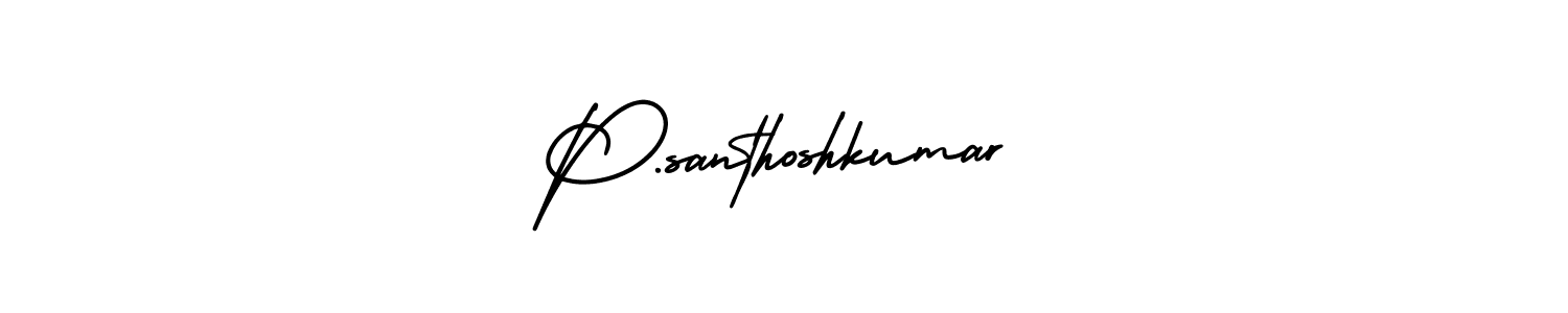 The best way (AmerikaSignatureDemo-Regular) to make a short signature is to pick only two or three words in your name. The name P.santhoshkumar include a total of six letters. For converting this name. P.santhoshkumar signature style 3 images and pictures png